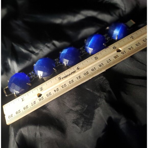 Signed Kendra Scott Bracelet Retired Cassie Cobalt Blue Large Cat's Eye Elegance - Picture 9 of 10